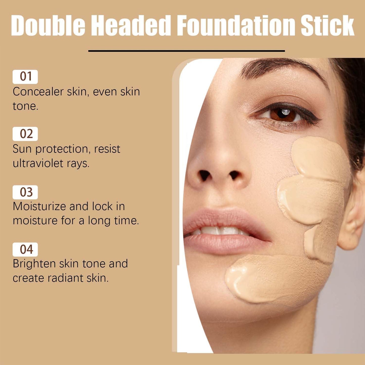 2025 NEW Vivien Beauty Foundation Stick - Vivien Beauty, 2 in 1 Vivienbeauty Foundation, Vivien Foundation Stick, Hydrating Lightweight Foundation Stick with Brush For All Skin Types